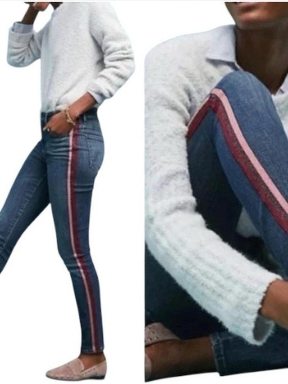 MOTHER Looker Ankle Side Stripe Skinny Jeans Size 25